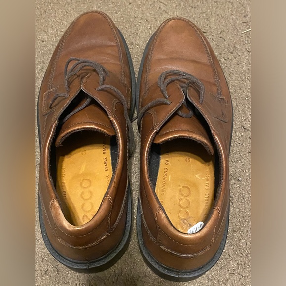Mens Ecco Brown Leather Lace Up Oxfords Dress Shoes Size 45 11 11.5 - Picture 4 of 5